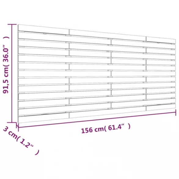 szürke tömör fenyőfa fali fejtámla 156 x 3 x 91,5 cm