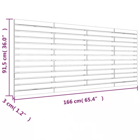 szürke tömör fenyőfa fali fejtámla 166 x 3 x 91,5 cm
