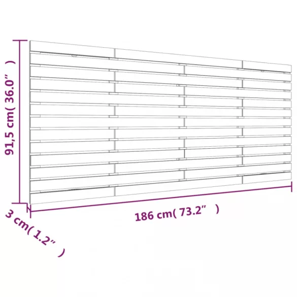 tömör fenyőfa fali fejtámla 186 x 3 x 91,5 cm