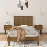 mézbarna tömör fenyőfa fali fejtámla 106 x 3 x 63 cm