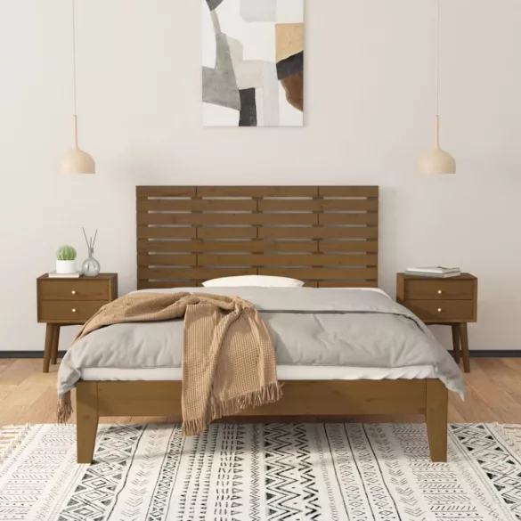 mézbarna tömör fenyőfa fali fejtámla 146 x 3 x 63 cm