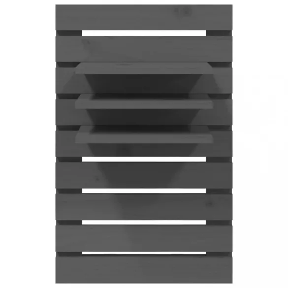 2 db szürke tömör fenyőfa falra szerelhető éjjeli polc