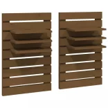 2 db mézbarna tömör fenyőfa falra szerelhető éjjeli polc