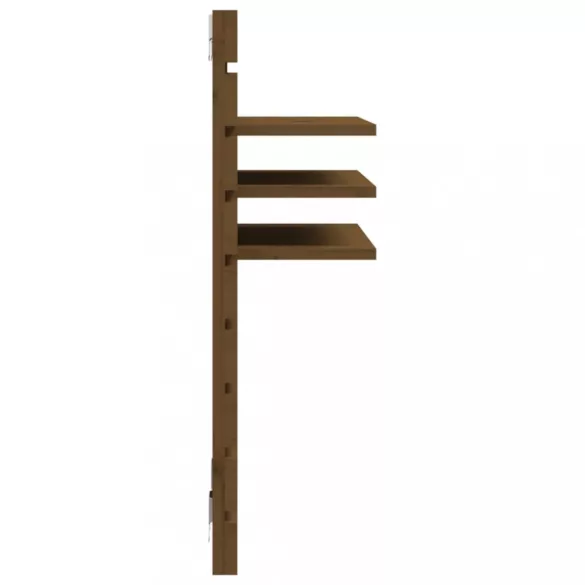 2 db mézbarna tömör fenyőfa falra szerelhető éjjeli polc