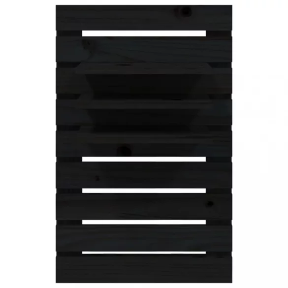 2 db fekete tömör fenyőfa falra szerelhető éjjeli polc