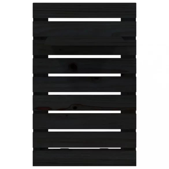 2 db fekete tömör fenyőfa falra szerelhető éjjeli polc