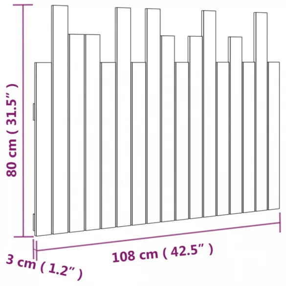 mézbarna tömör fenyőfa fali fejtámla 108 x 3 x 80 cm