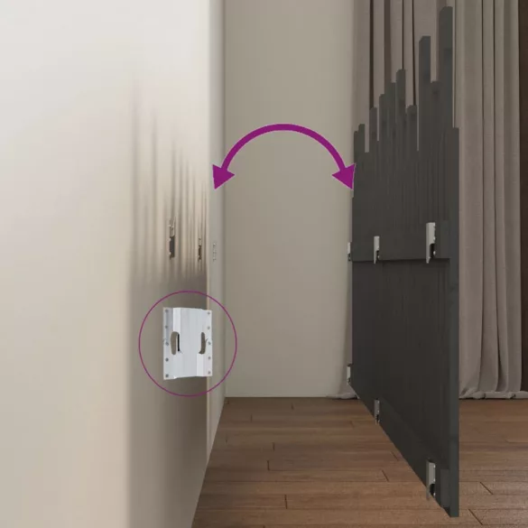 szürke tömör fenyőfa fali fejtámla 204 x 3 x 80 cm