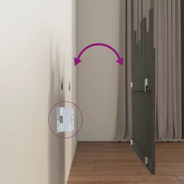 szürke tömör fenyőfa fali fejtámla 95,5 x 3 x 80 cm