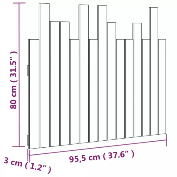 szürke tömör fenyőfa fali fejtámla 95,5 x 3 x 80 cm
