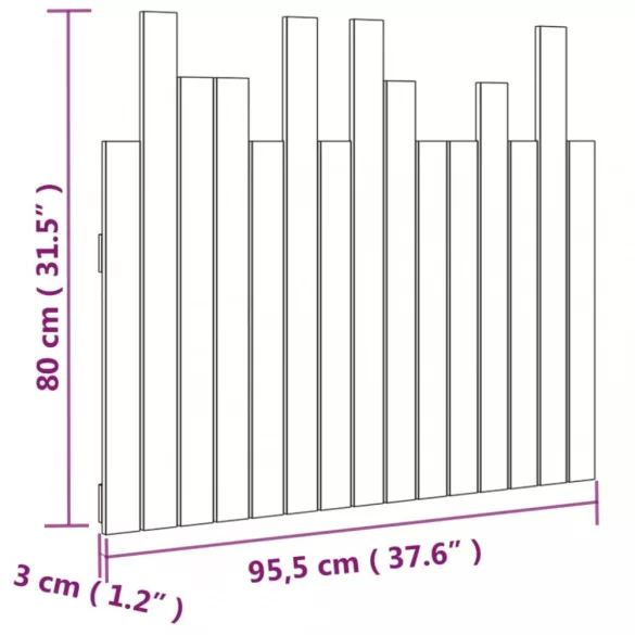 mézbarna tömör fenyőfa fali fejtámla 95,5 x 3 x 80 cm