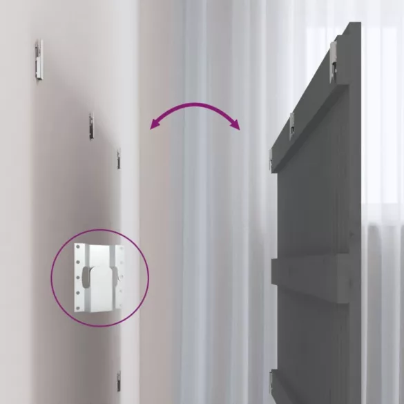 szürke tömör fenyőfa fali fejtámla 204x3x60 cm