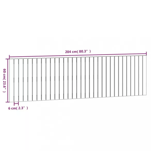 szürke tömör fenyőfa fali fejtámla 204x3x60 cm