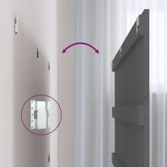 szürke tömör fenyőfa fali fejtámla 127,5 x 3 x 60 cm