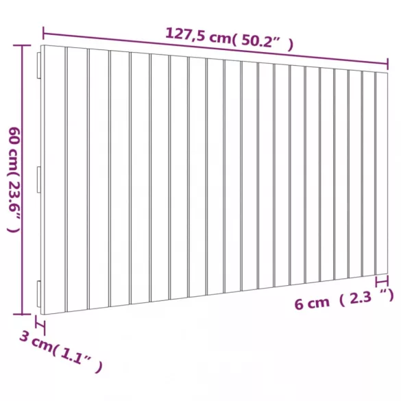 mézbarna tömör fenyőfa fali fejtámla 127,5 x 3 x 60 cm