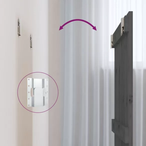 szürke tömör fenyőfa fali fejtámla 82,5 x 3 x 60 cm