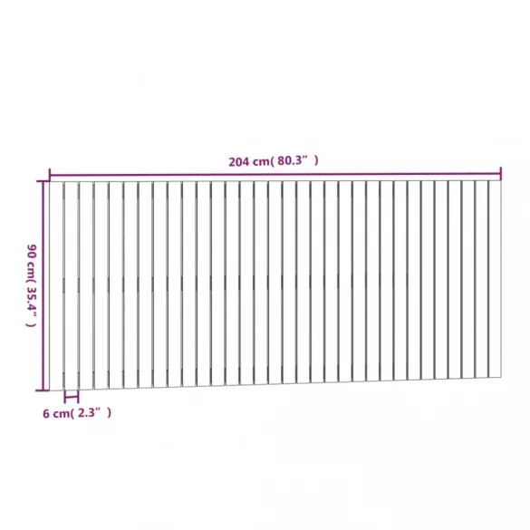 szürke tömör fenyőfa fali fejtámla 204 x 3 x 90 cm