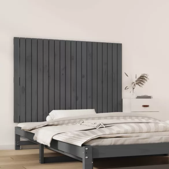 szürke tömör fenyőfa fali fejtámla 127,5 x 3 x 90 cm