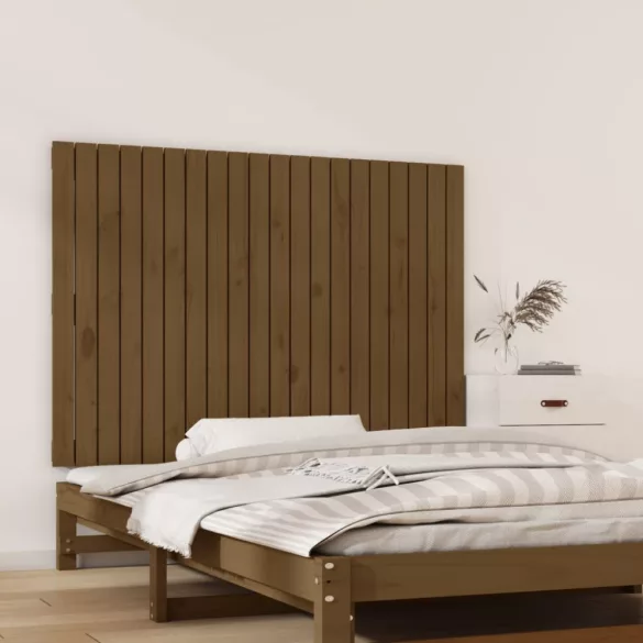 mézbarna tömör fenyőfa fali fejtámla 127,5x3x90 cm