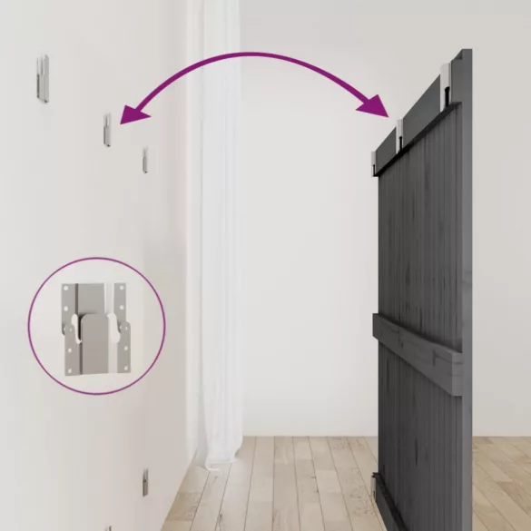 szürke tömör fenyőfa fali fejtámla 147 x 3 x 90 cm