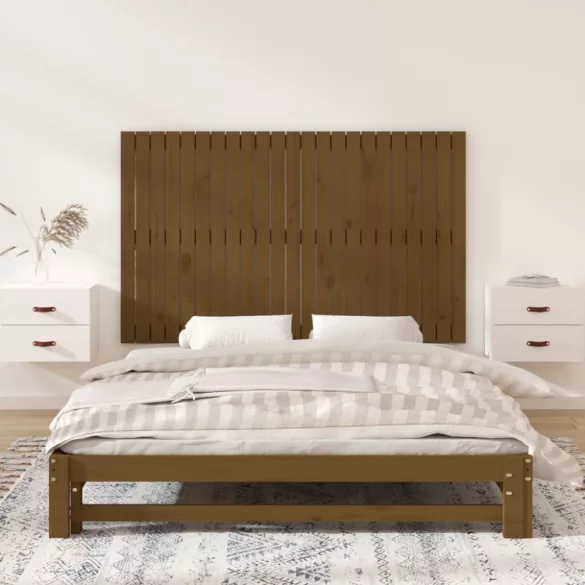 mézbarna tömör fenyőfa fali fejtámla 147 x 3 x 90 cm