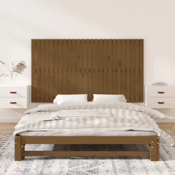 mézbarna tömör fenyőfa fali fejtámla 159,5x3x90 cm