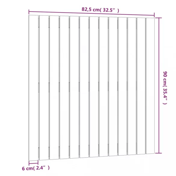 szürke tömör fenyőfa fali fejtámla 82,5x3x90 cm