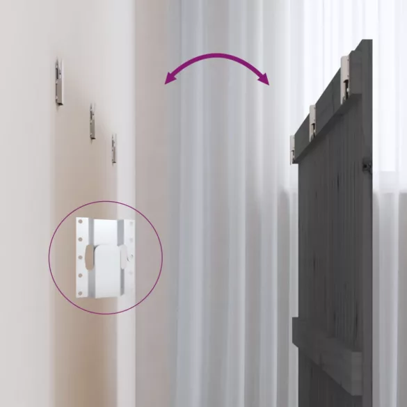 szürke tömör fenyőfa fali fejtámla 166x3x90 cm