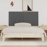 szürke tömör fenyőfa fali fejtámla 185x3x90 cm