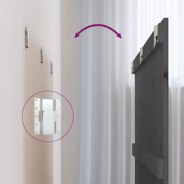 szürke tömör fenyőfa fali fejtámla 140 x 3 x 90 cm