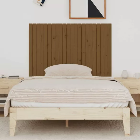 mézbarna tömör fenyőfa fali fejtámla 140x3x90 cm