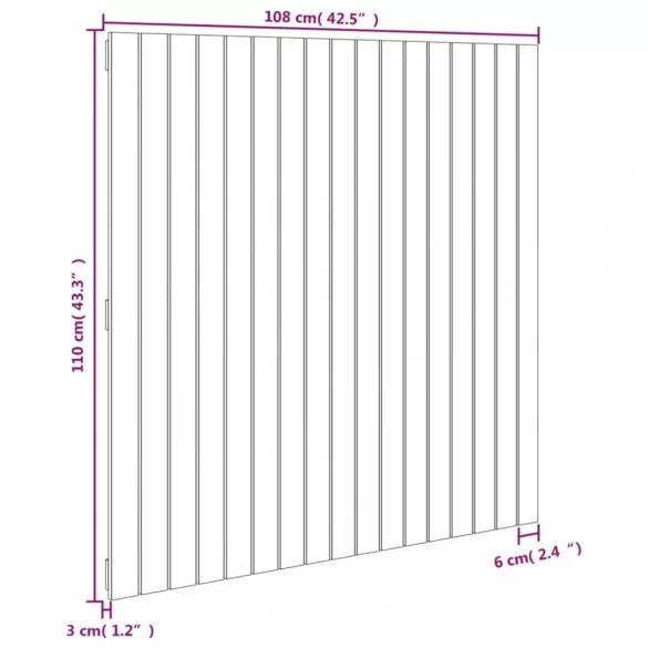 mézbarna tömör fenyőfa fali fejtámla 108 x 3 x 110 cm