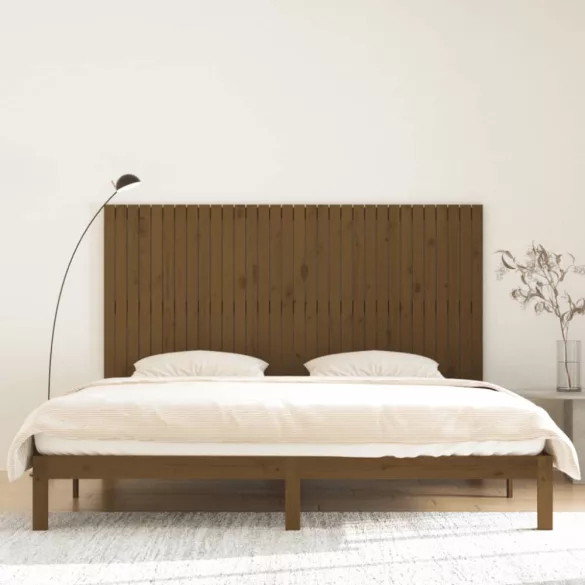 mézbarna tömör fenyőfa fali fejtámla 204x3x110 cm