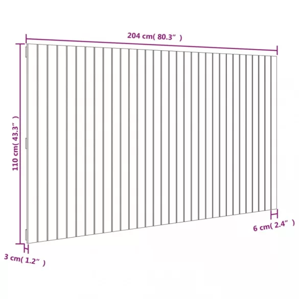 mézbarna tömör fenyőfa fali fejtámla 204x3x110 cm