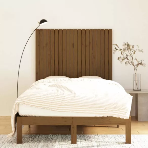 mézbarna tömör fenyőfa fali fejtámla 127,5x3x110 cm