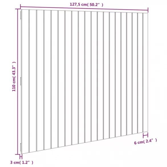 mézbarna tömör fenyőfa fali fejtámla 127,5x3x110 cm