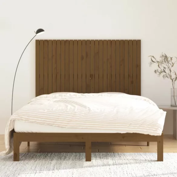 mézbarna tömör fenyőfa fali fejtámla 159,5x3x110 cm