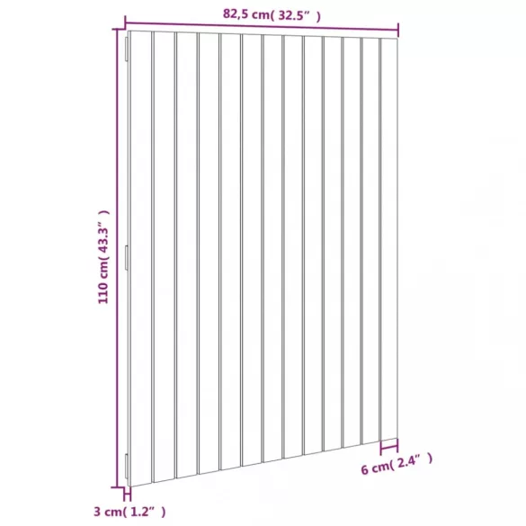 mézbarna tömör fenyőfa fali fejtámla 82,5 x 3 x 110 cm