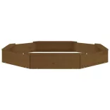 mézbarna nyolcszög alakú tömör fenyőfa homokozó ülésekkel