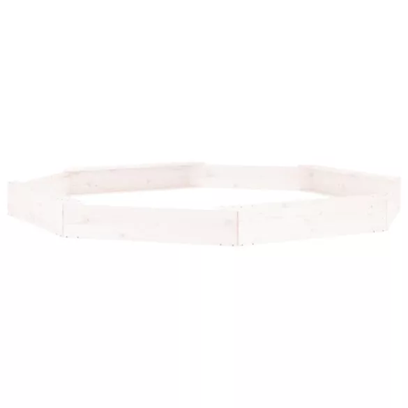 fehér nyolcszögű tömör fenyőfa homokozó ülésekkel