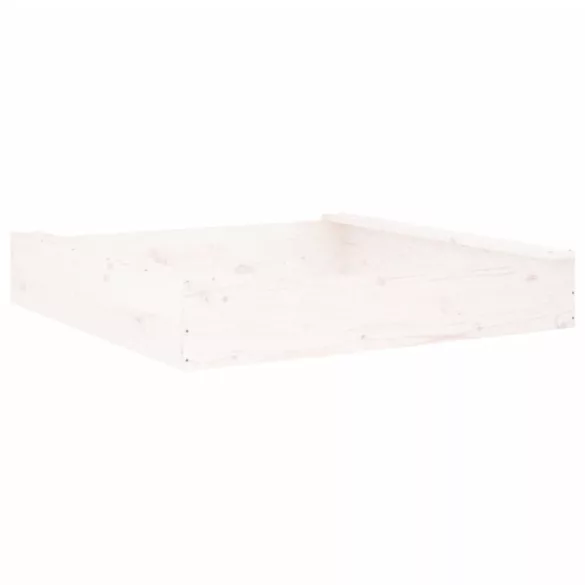 fehér négyszög alakú tömör fenyőfa homokozó ülésekkel