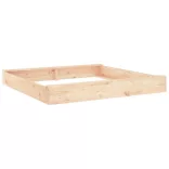 négyszög alakú tömör fenyőfa homokozó ülésekkel