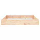 négyszög alakú tömör fenyőfa homokozó ülésekkel