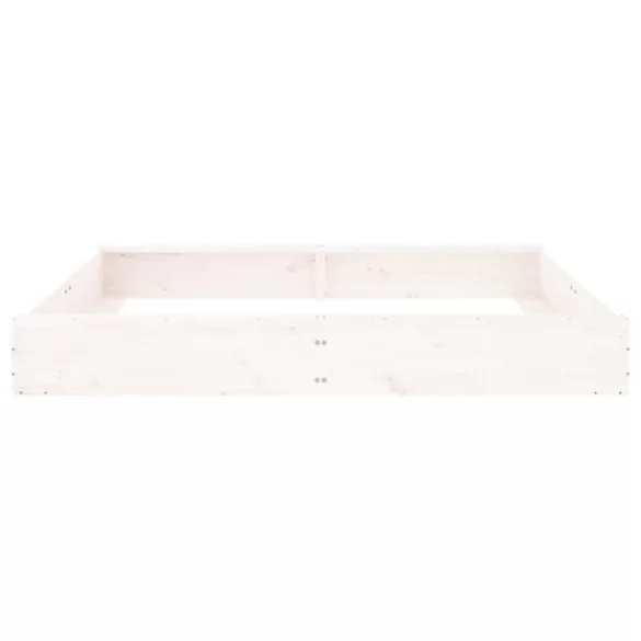 fehér négyszög alakú tömör fenyőfa homokozó ülésekkel