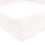 fehér négyszög alakú tömör fenyőfa homokozó ülésekkel