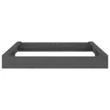 szürke négyszög alakú tömör fenyőfa homokozó ülésekkel