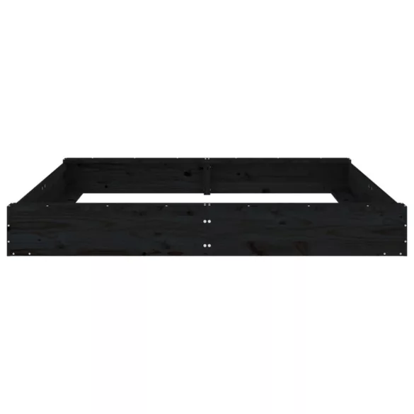 fekete négyszögű tömör fenyőfa homokozó ülésekkel