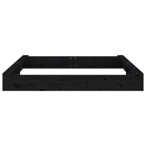 fekete négyszögű tömör fenyőfa homokozó ülésekkel