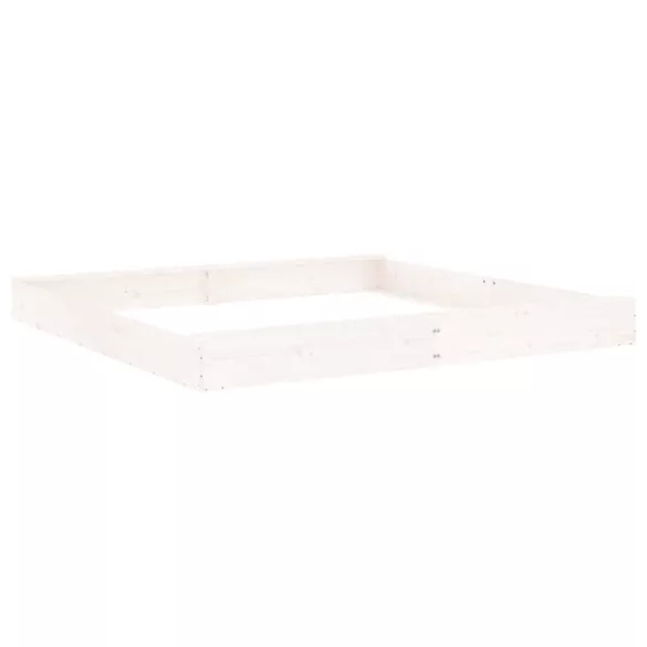 fehér négyszög alakú tömör fenyőfa homokozó ülésekkel