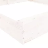 fehér négyszög alakú tömör fenyőfa homokozó ülésekkel